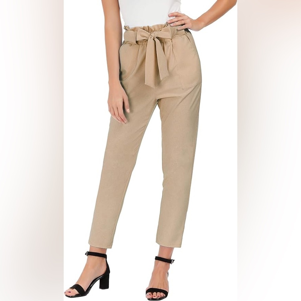 Grace Karin Women’s Cropped Paperbag Waist Pants